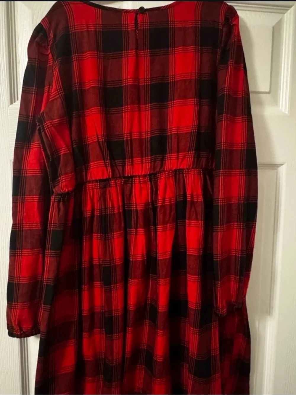 GAP girls buffalo Red & Black Plaid Long-Sleeve Dress sz XXL